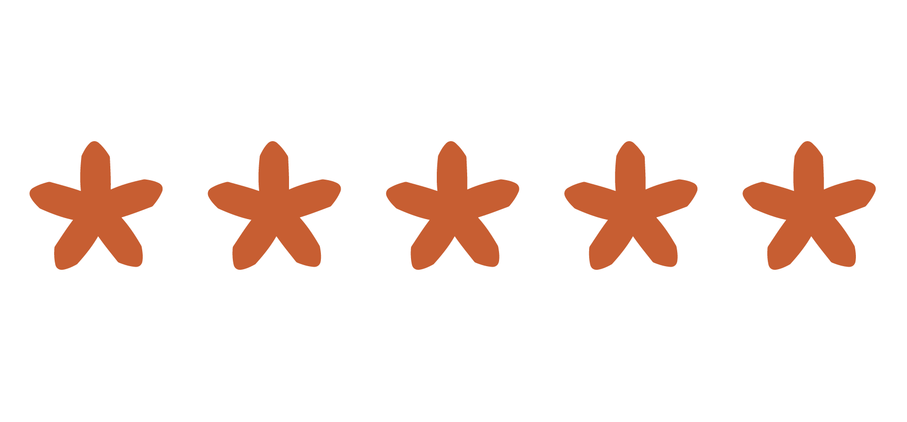 Five brown stars arranged in a horizontal row.