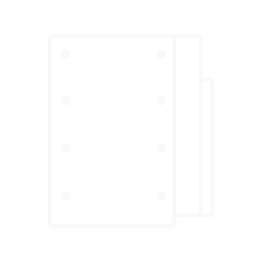 Outline of a domino tile with six circular dots on the face.
