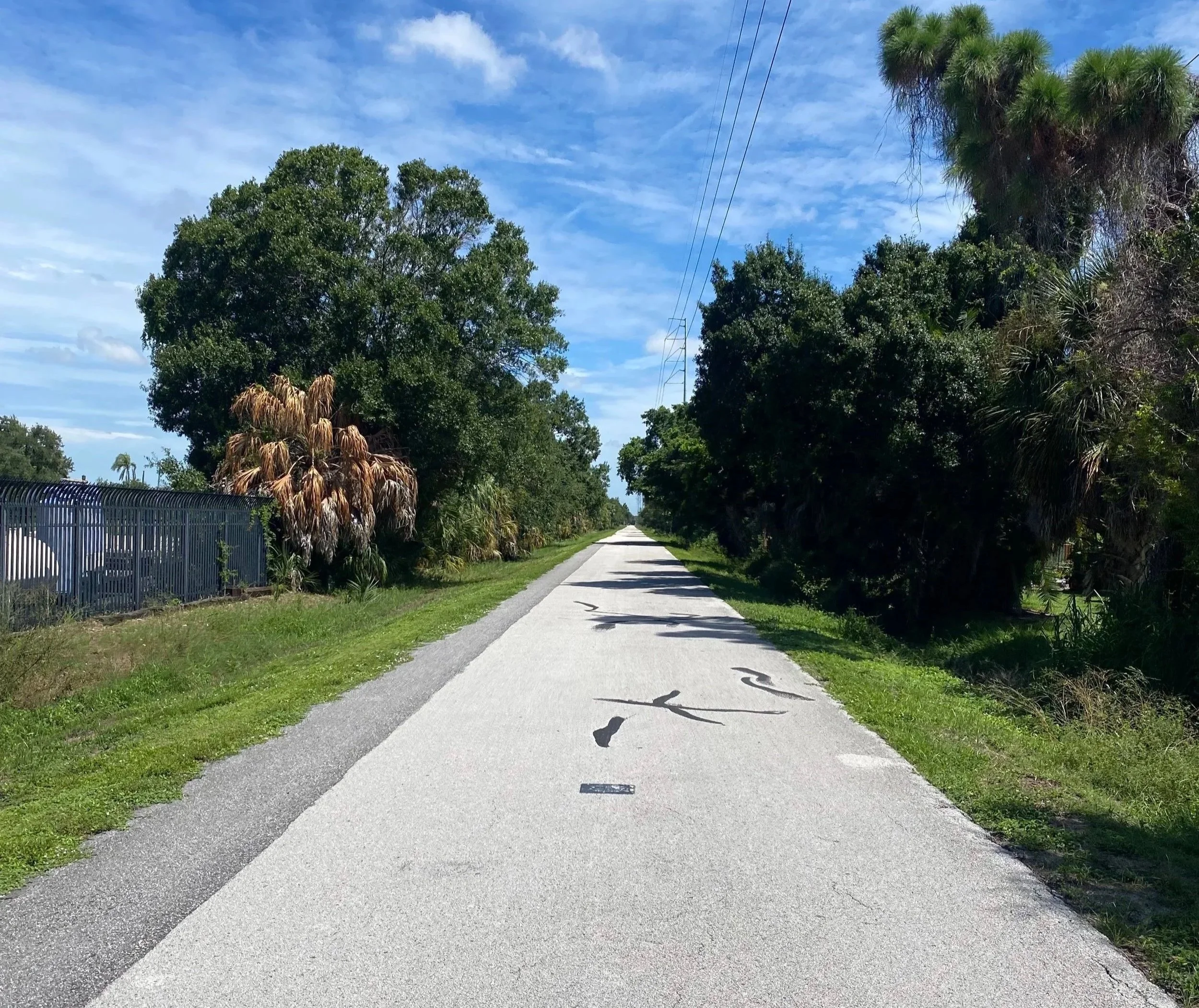 A forward facing image of the Pinellas Trail into the distance