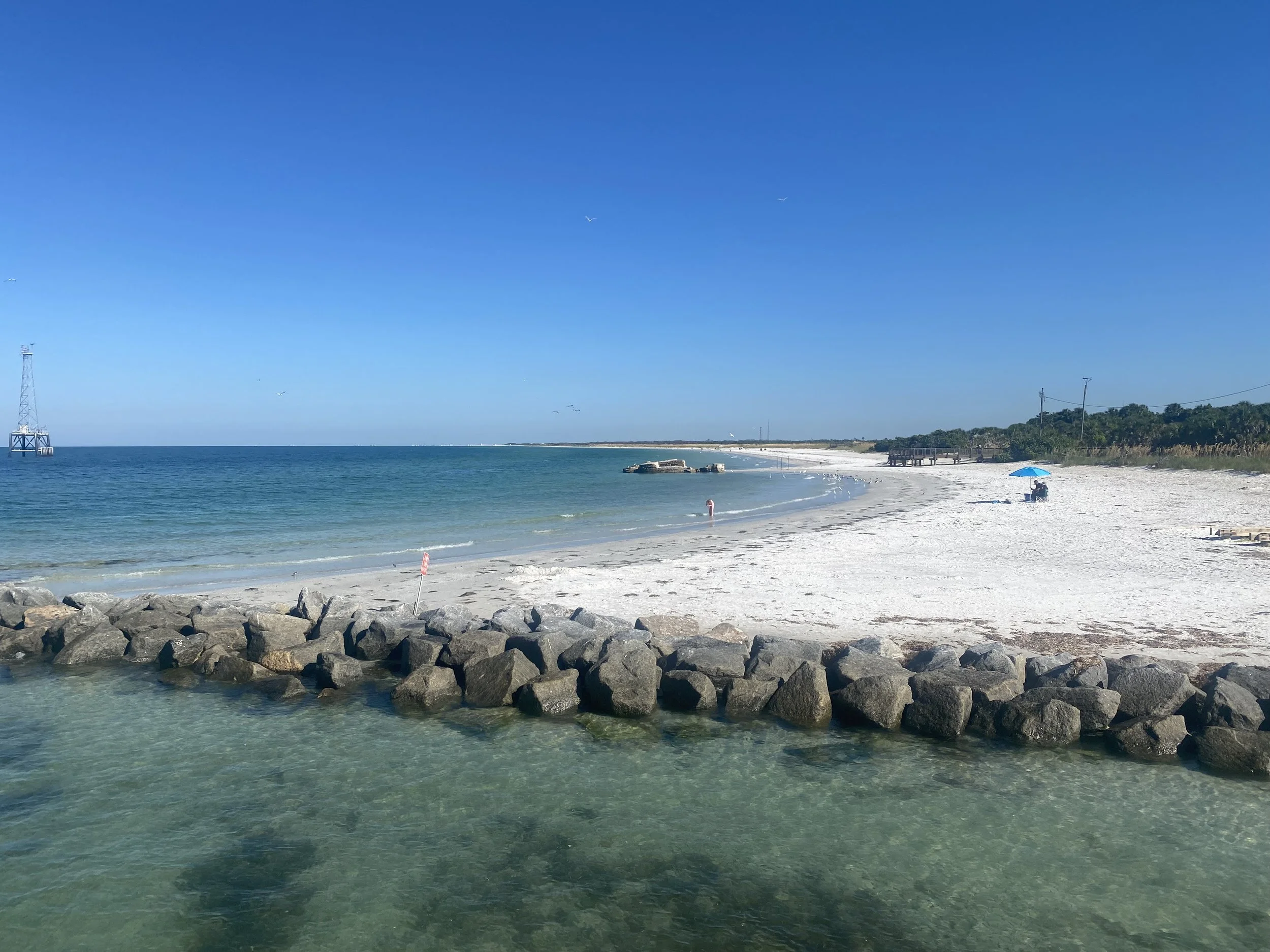 Fort De Soto view of beach and clear blue sea