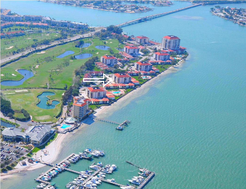 Aerial view of Isla Del Sol and our accommodation marked with an arrow