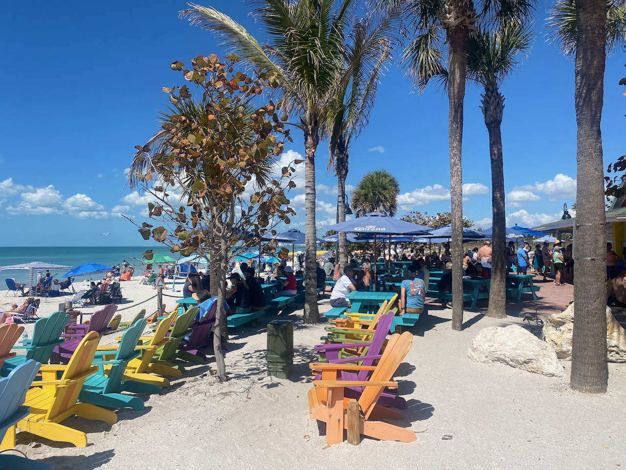 Paradise Grill cafe at Pass-a-grille with diners eating and enjoying the sea view