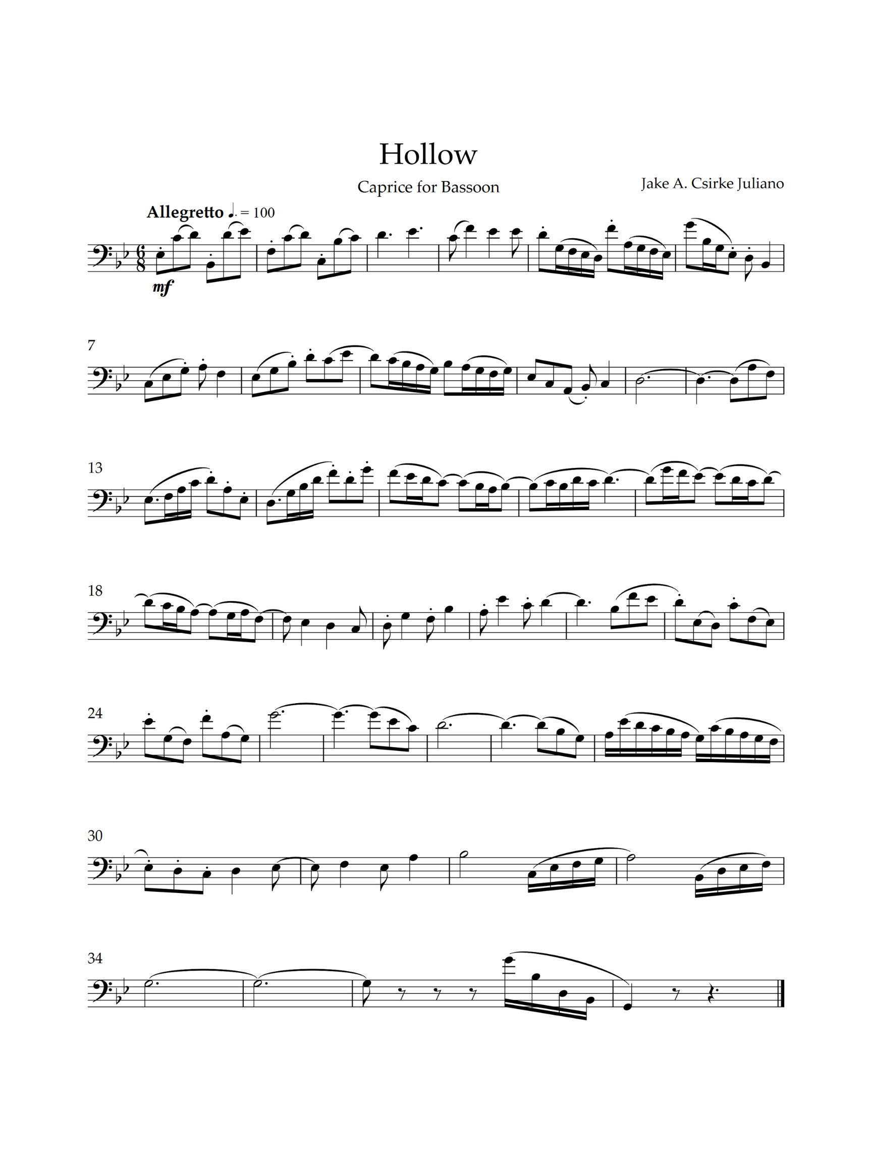 Hollow | Bassoon Solo | FREE Sheet Music (Digital Download)