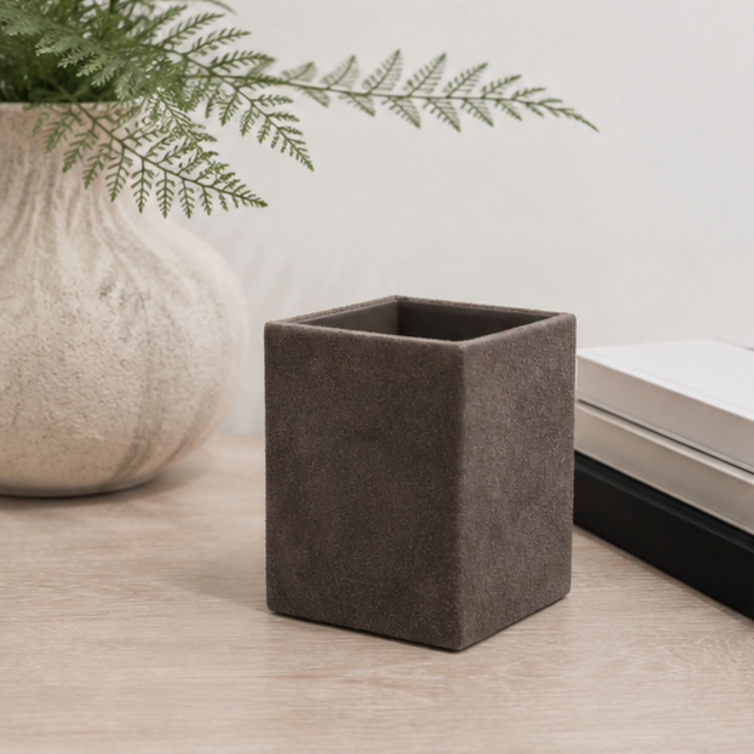 Grey Suede Pencil Holder