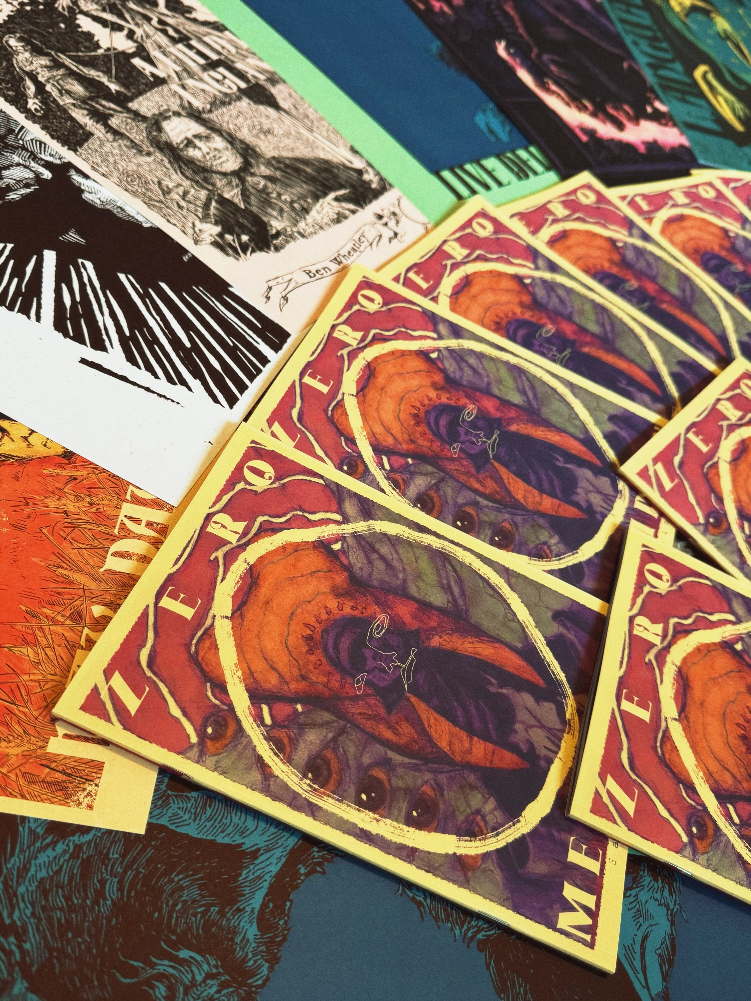 A collection of original comic book covers, and art work.