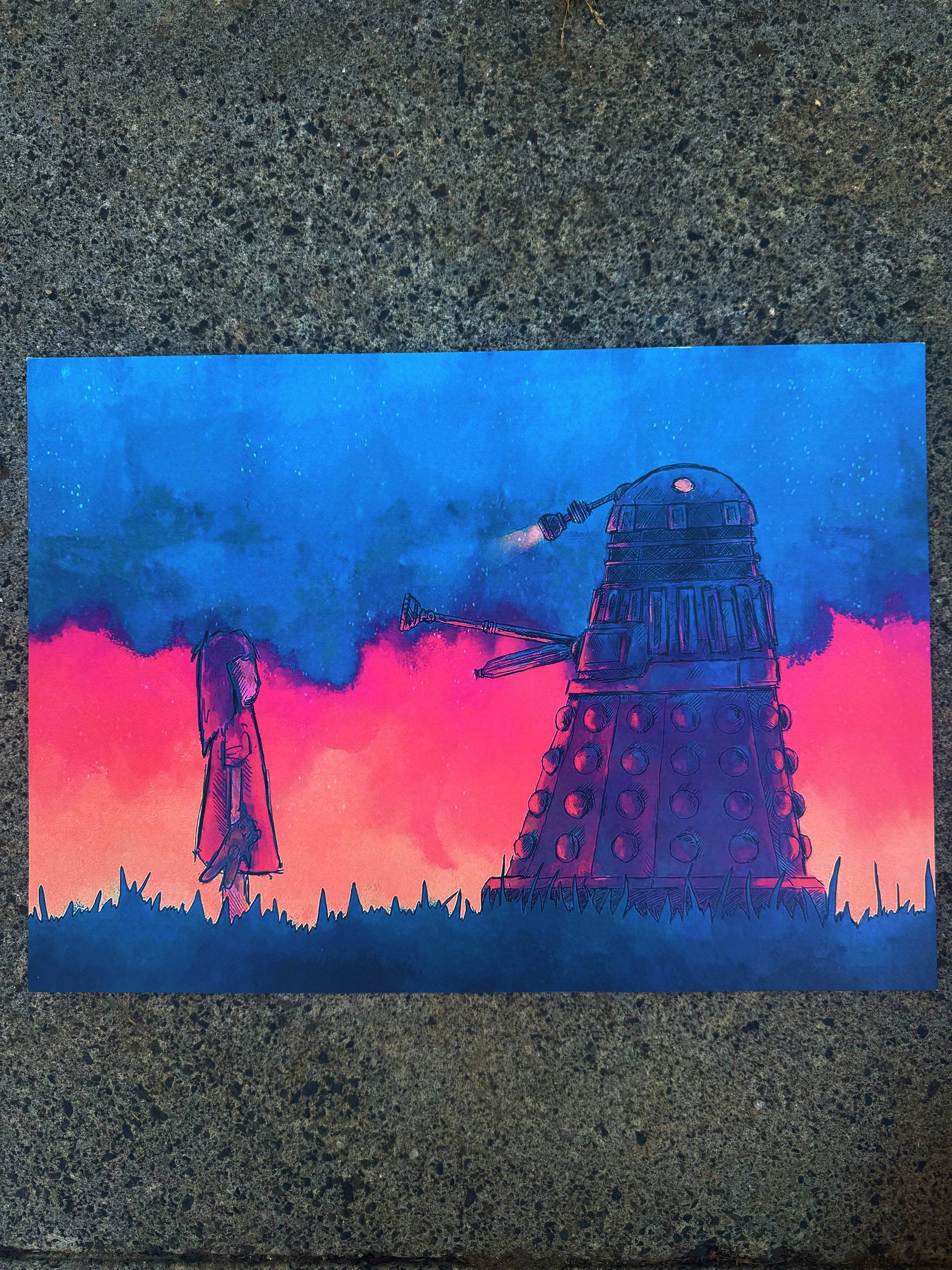 A3 dalek and girl digital print