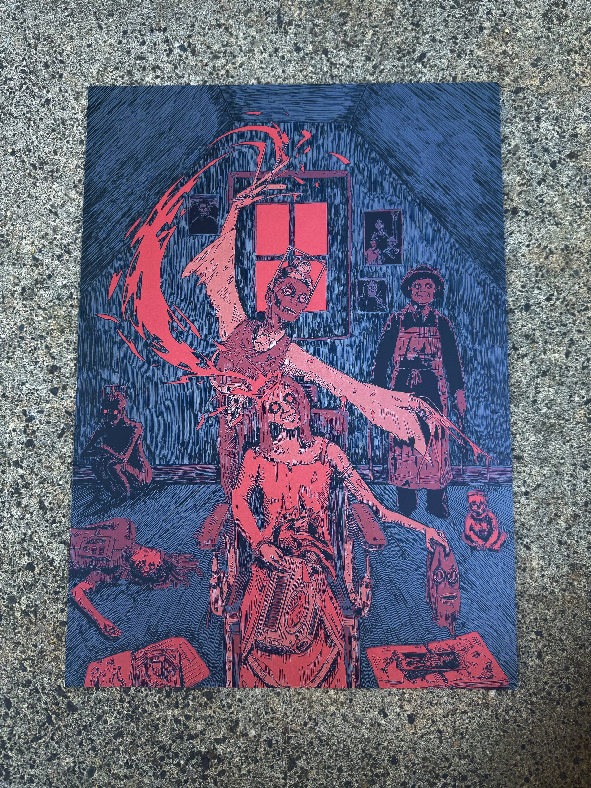 Demon Barber red digital print