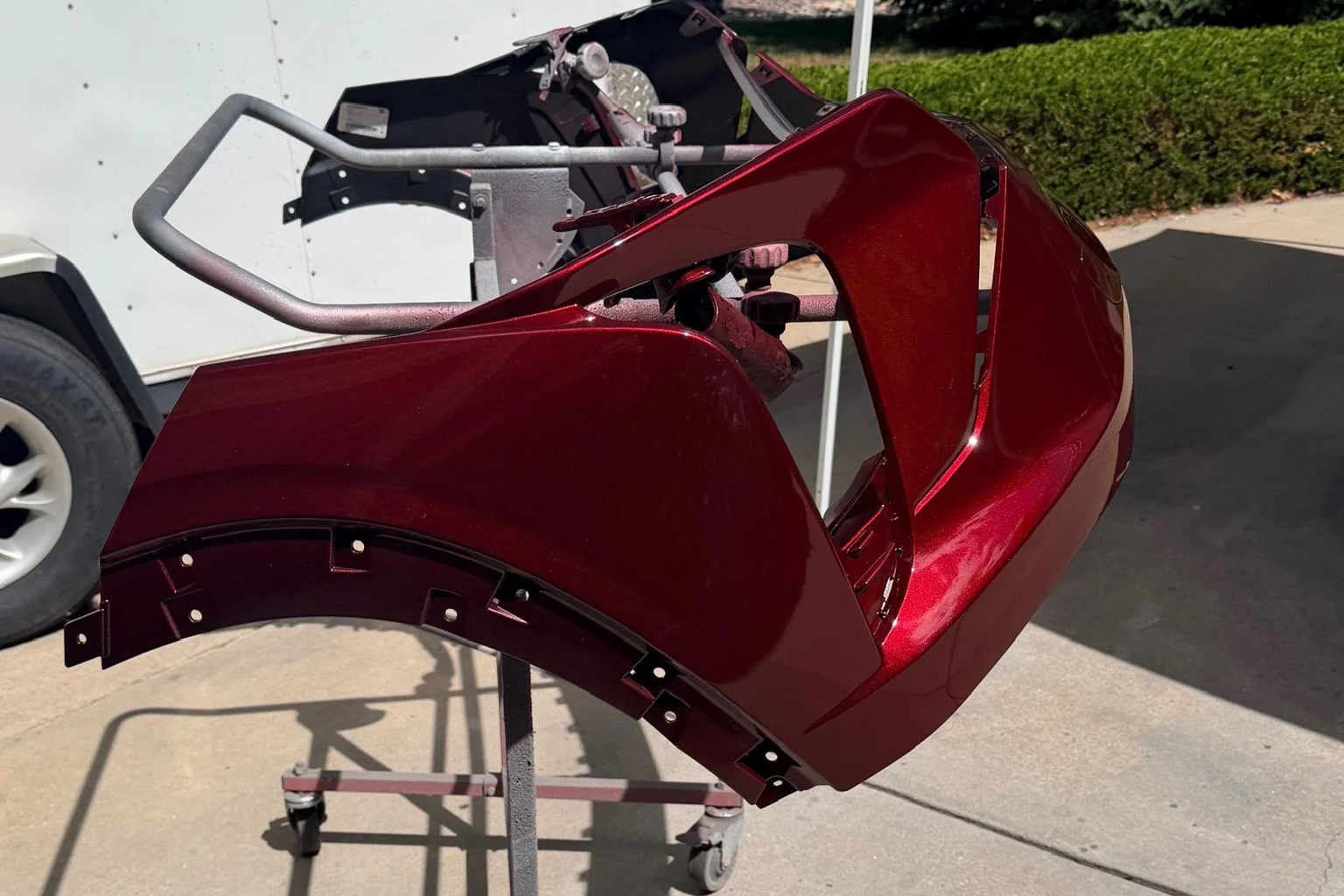 Precision PDR repair in progress on a larger impact dent