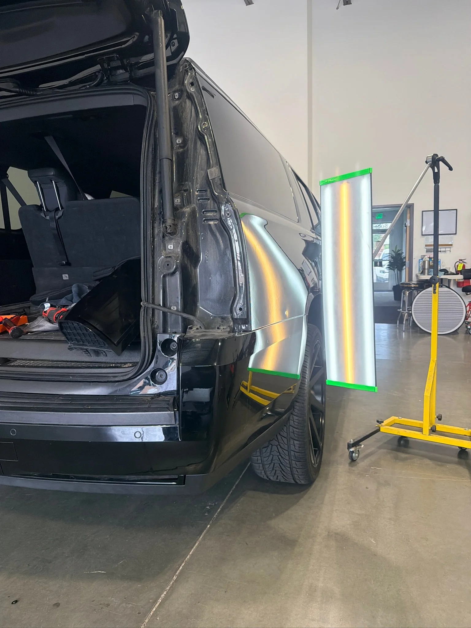 Exterior panel after paintless door ding repair