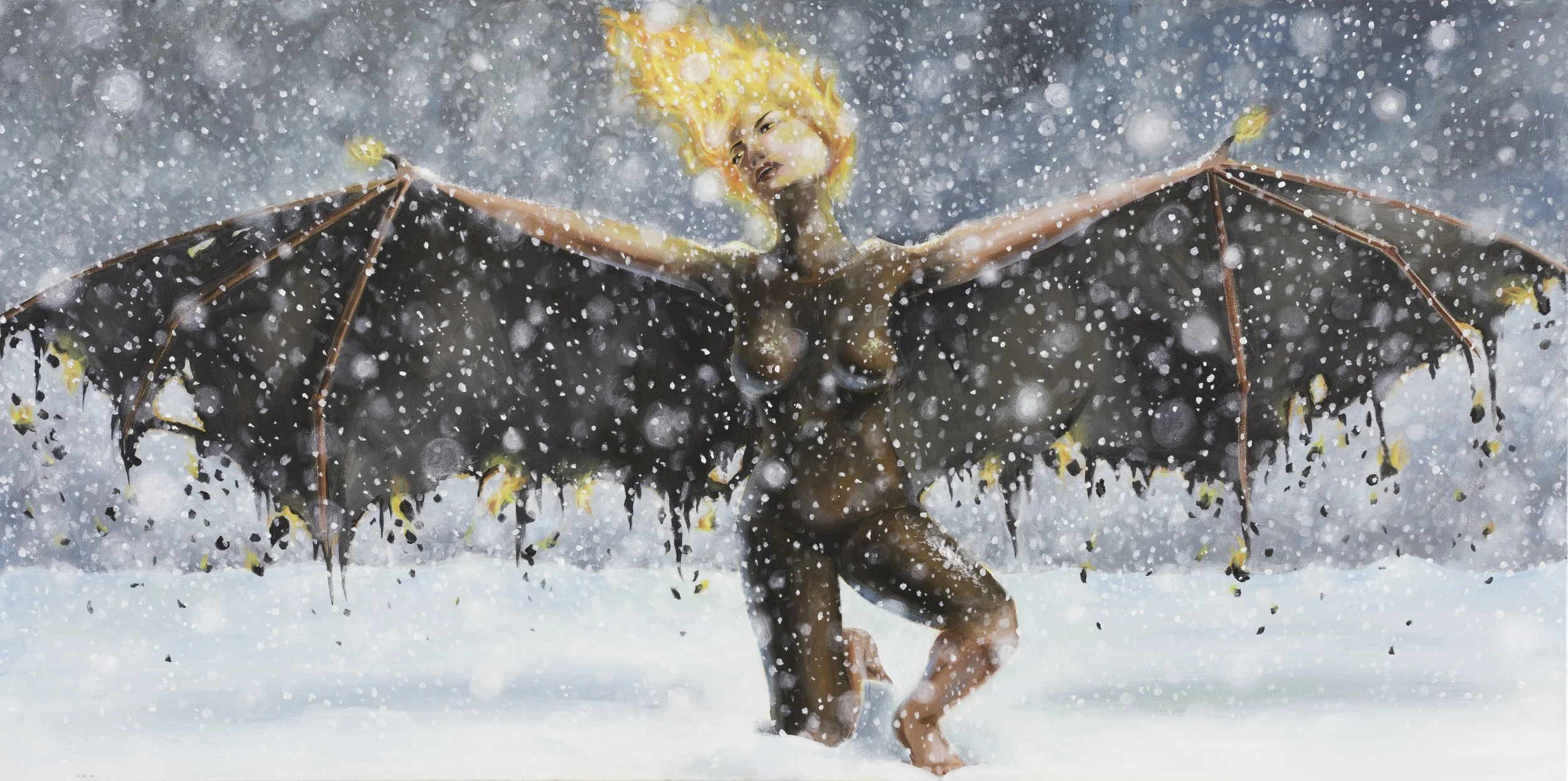 Am I the Hero or the Villain, 48" x 24", Acrylic on Canvas, 2015
