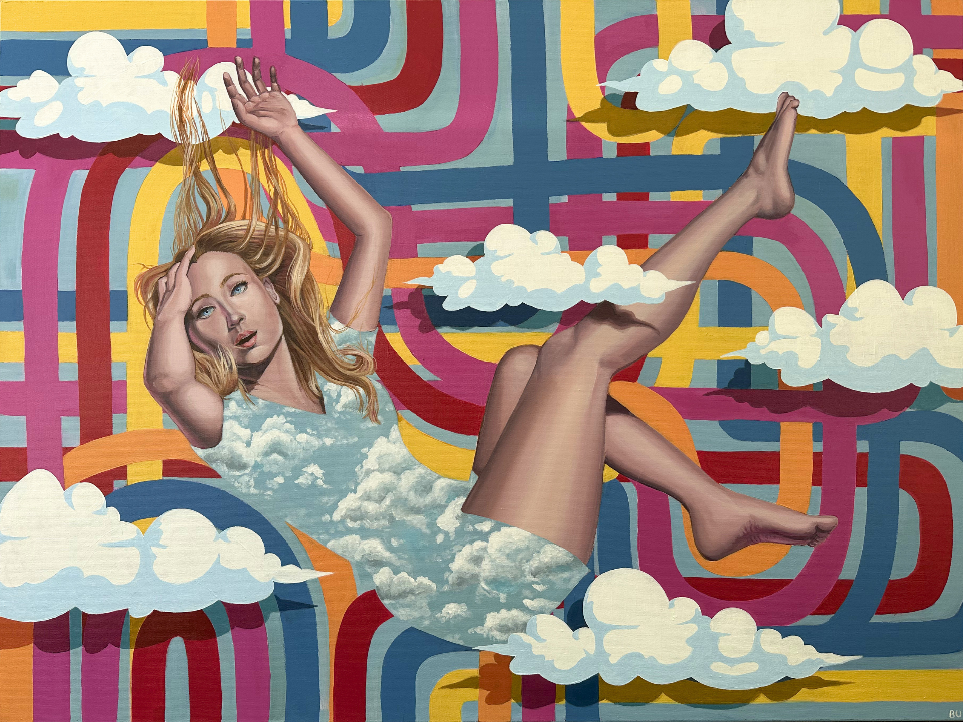 Mrs. Blue Skies, Acrylic on Canvas, 40" x 30", 2024
