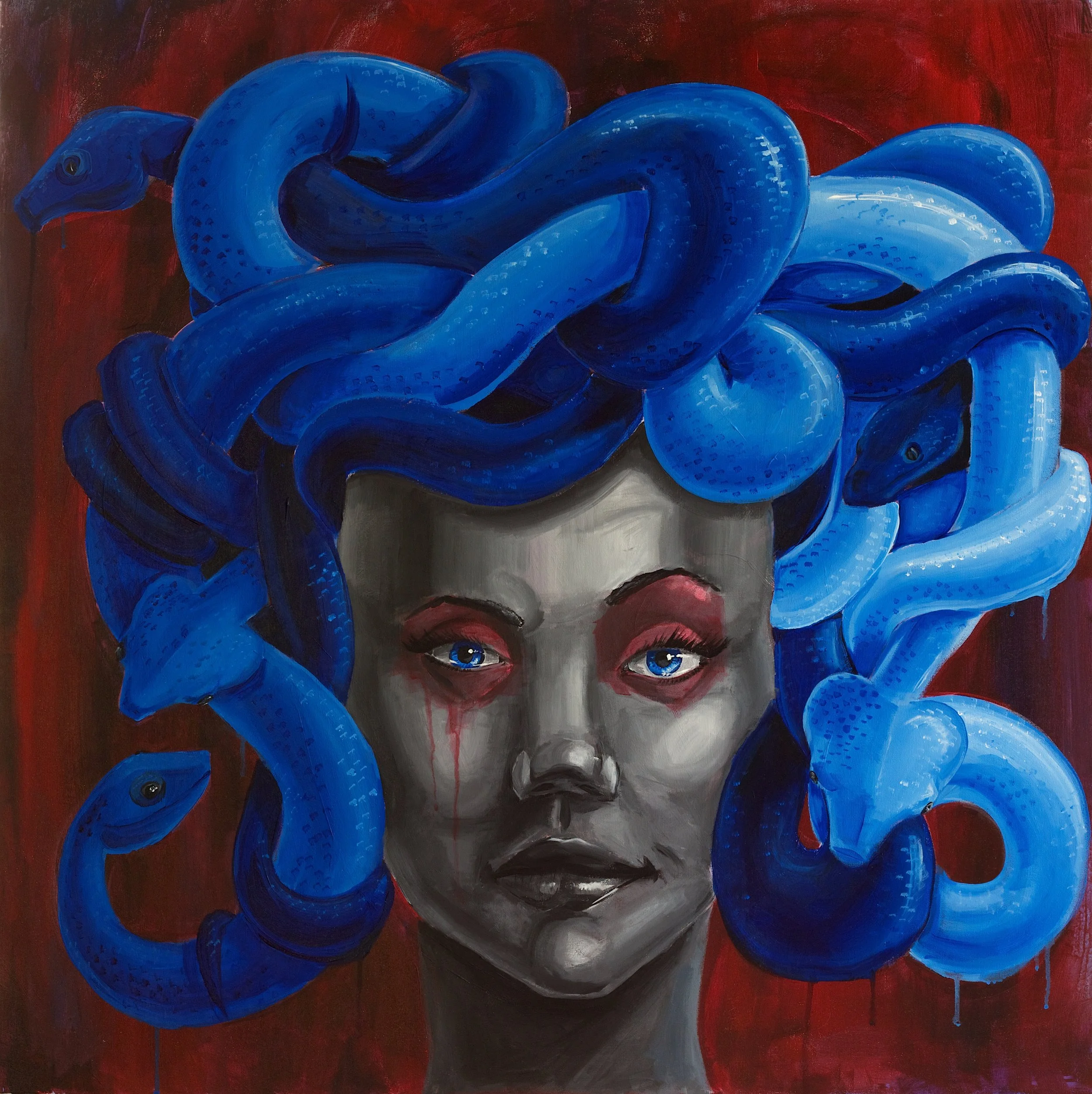 Harley Meets Medusa, Acrylic on Canvas, 36" x 36", 2014