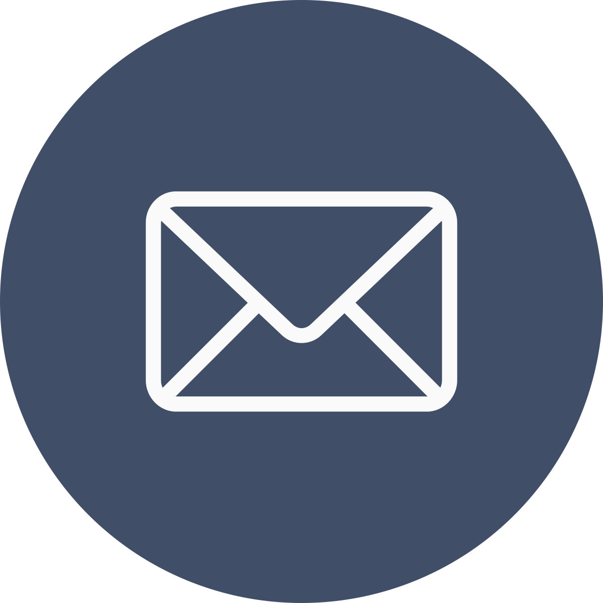 Email icon inside a dark blue circle.