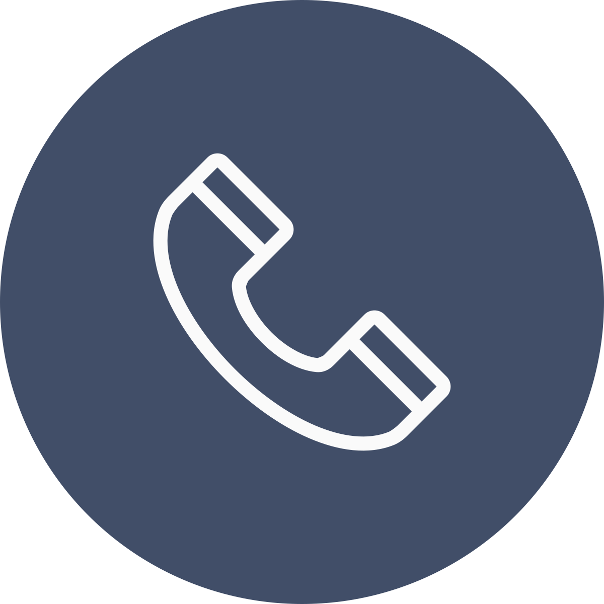 Phone icon inside a dark blue circle.