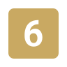 A gold-colored tile with the number six on it.