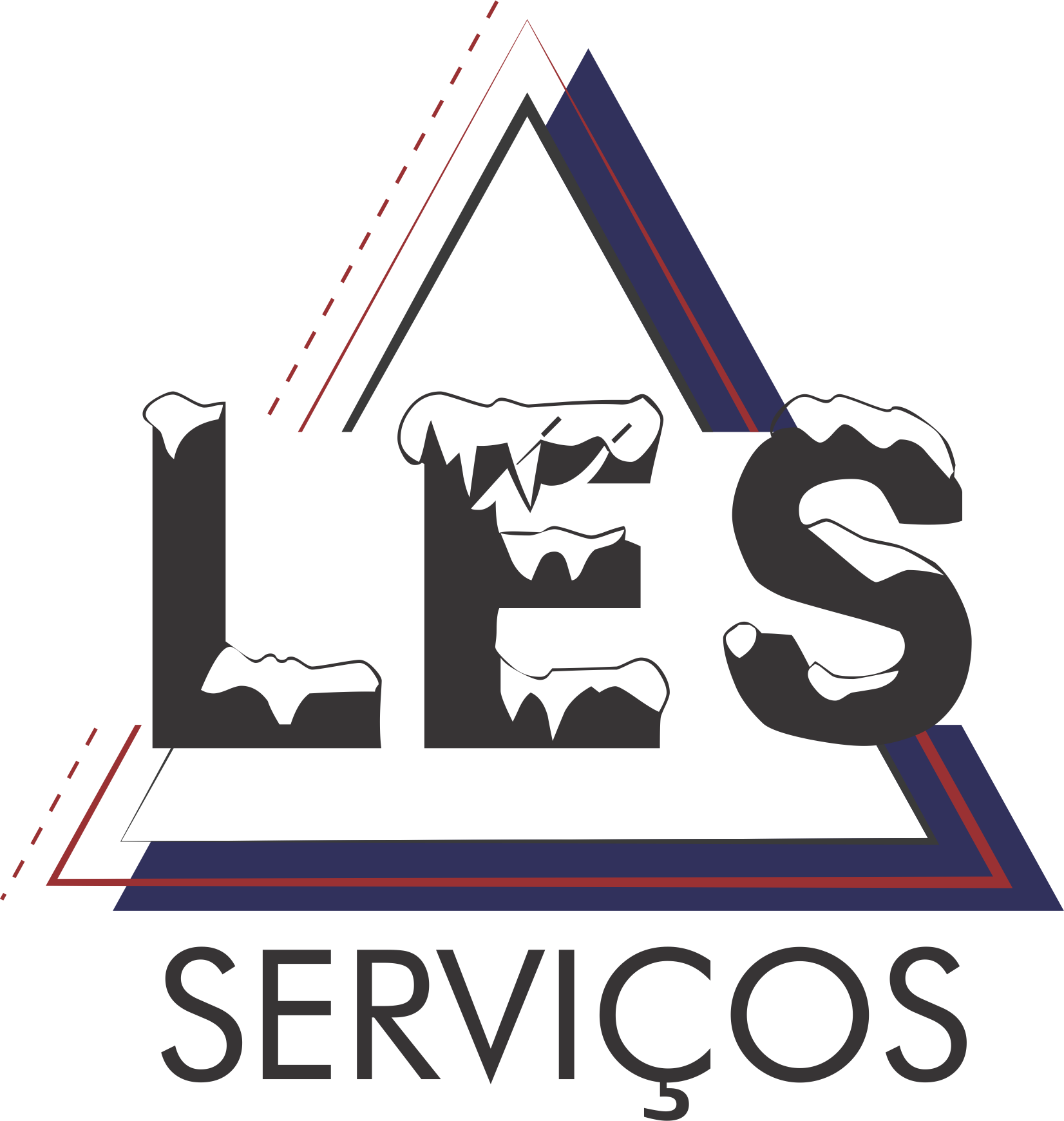 Logo for Cedar Valley Services with a black background, red and blue triangle borders, a stylized mountain with rocks, and text in black and dark gray.