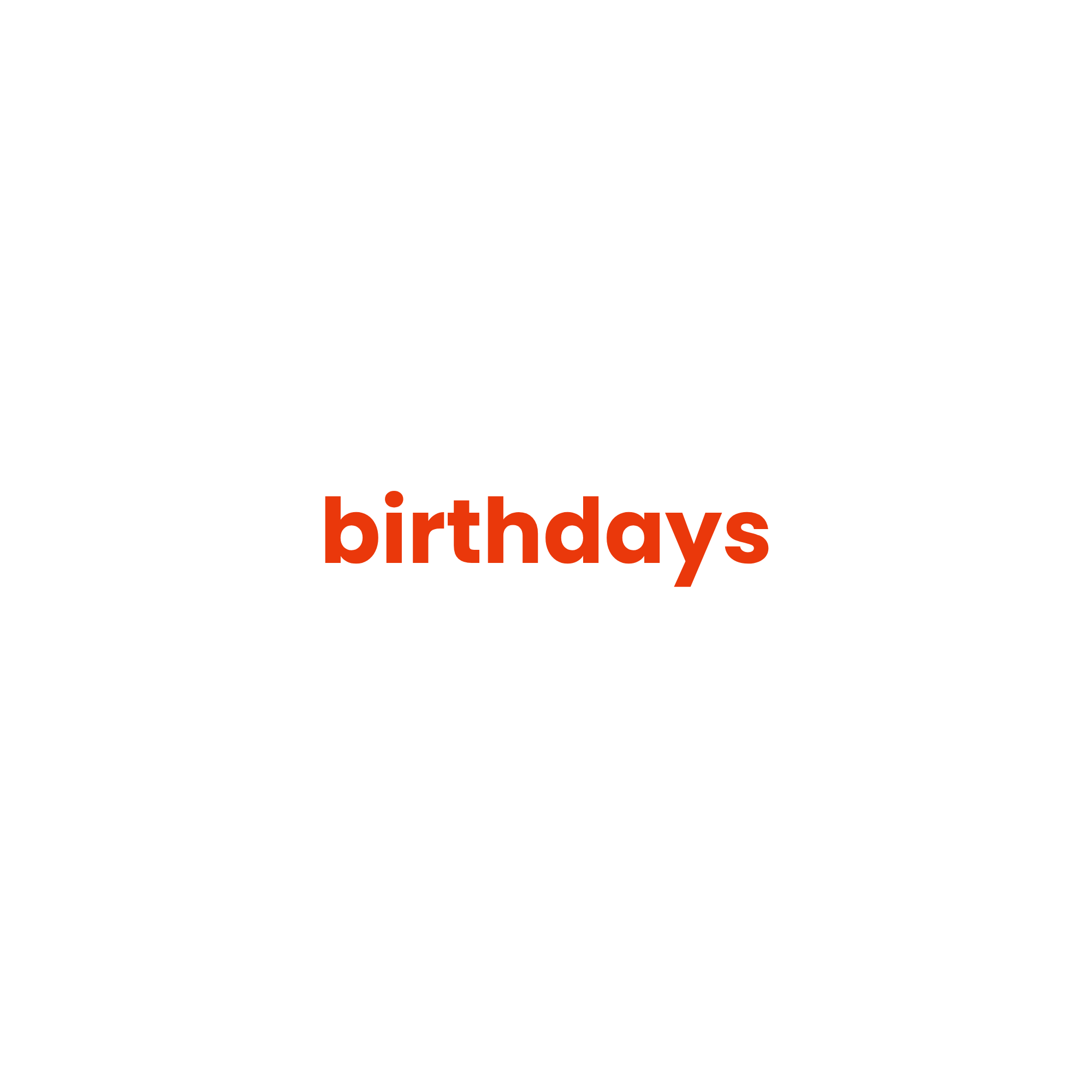 Black background with white circle and red text that says 'happy birthdays'.