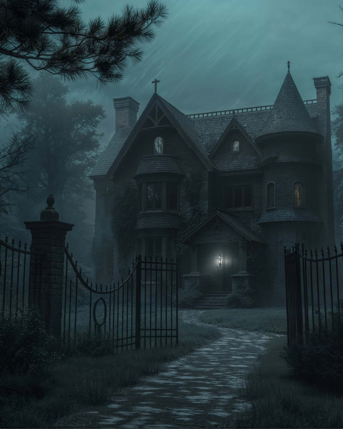 A dark image of a Victorian city.