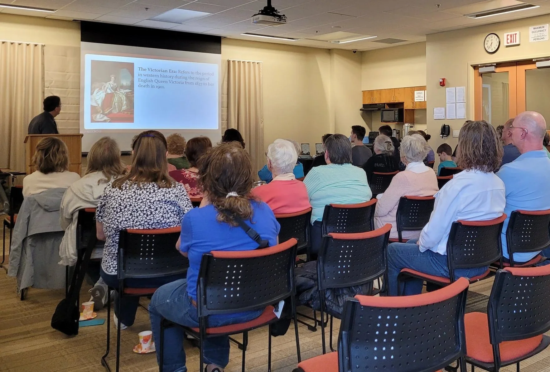 Author Michael Delaware delivering a presentation at local library in Michigan.