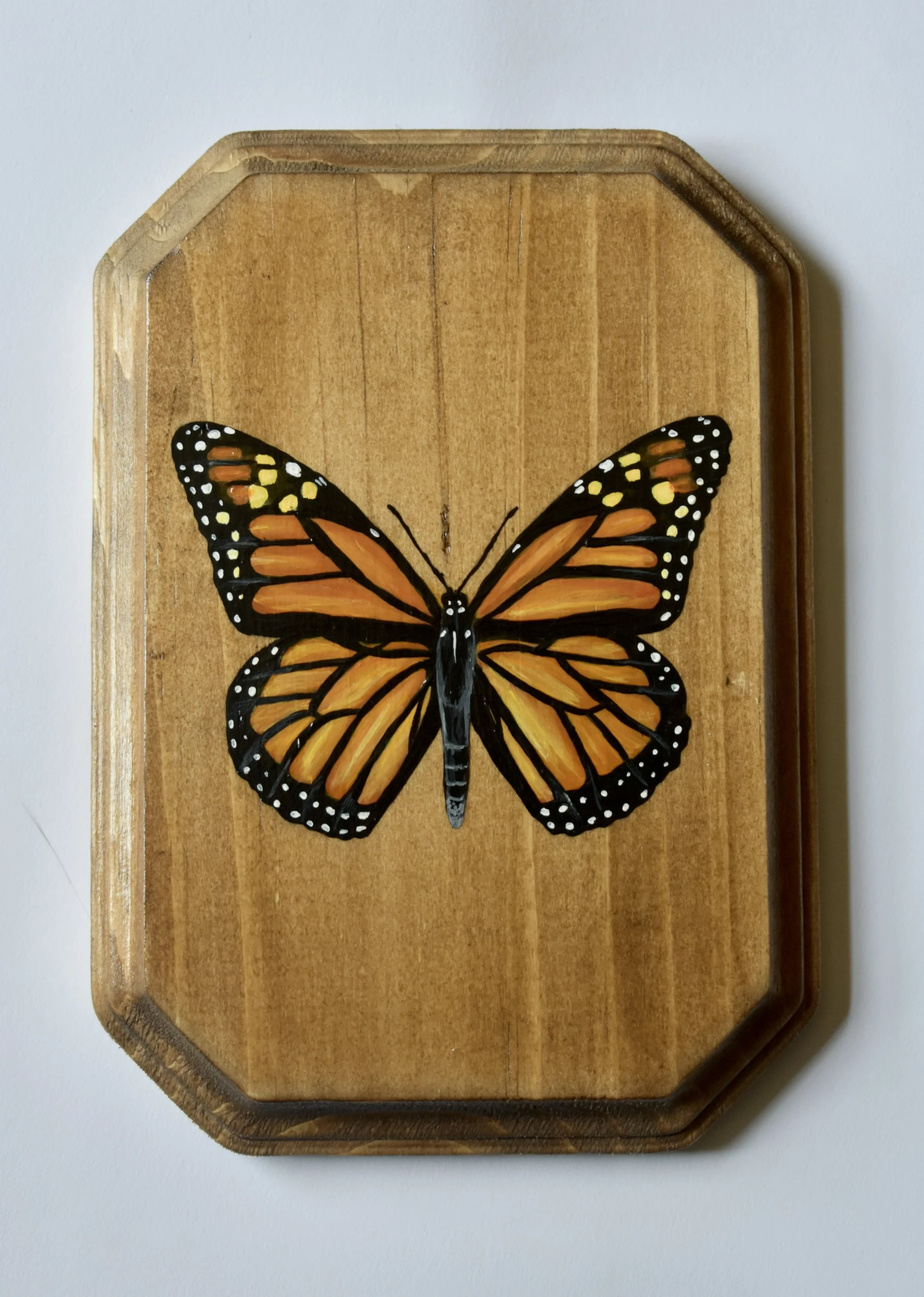Hand-Painted wooden Plaque - Monarch