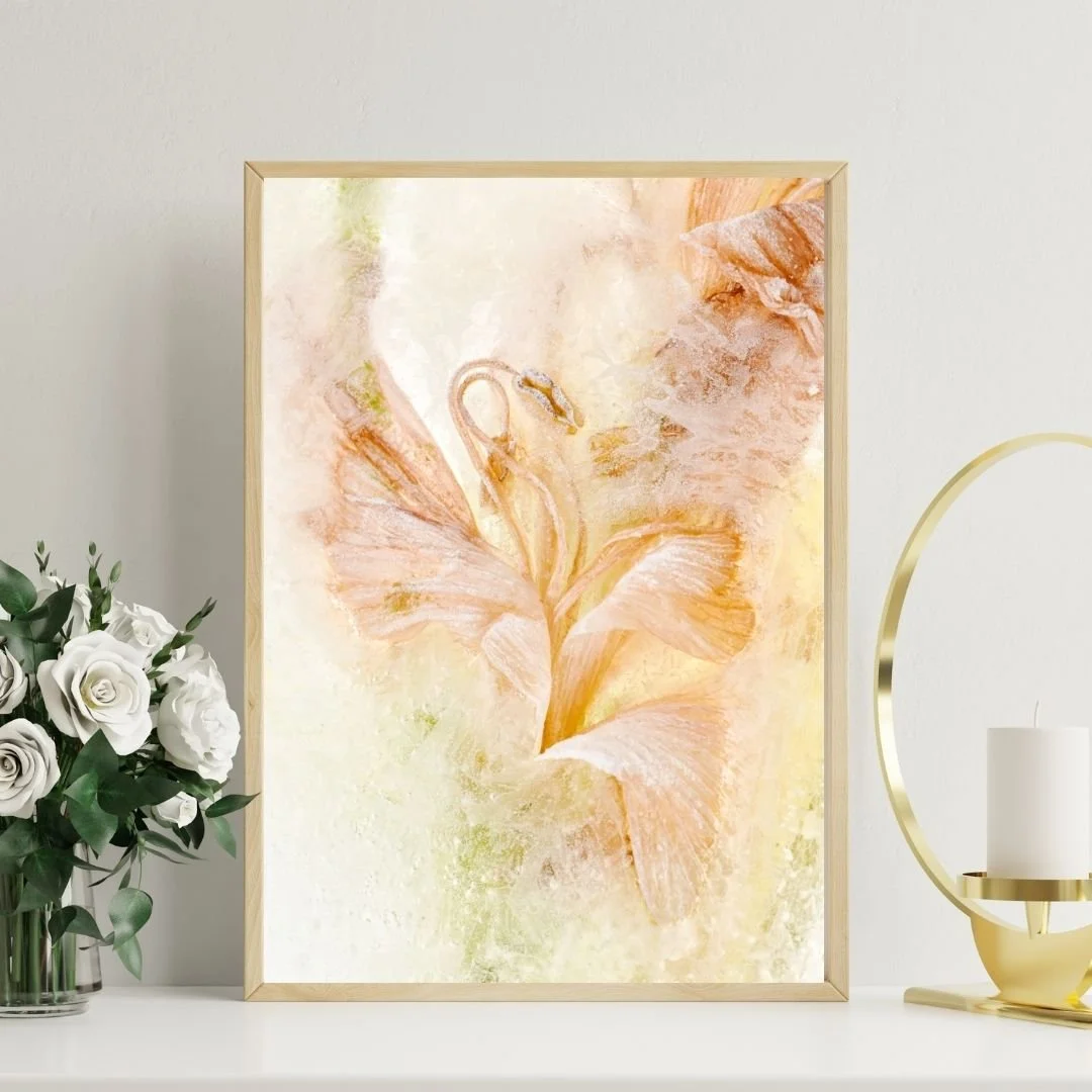 Frozen Alstroemeria fine art flower print on a wall