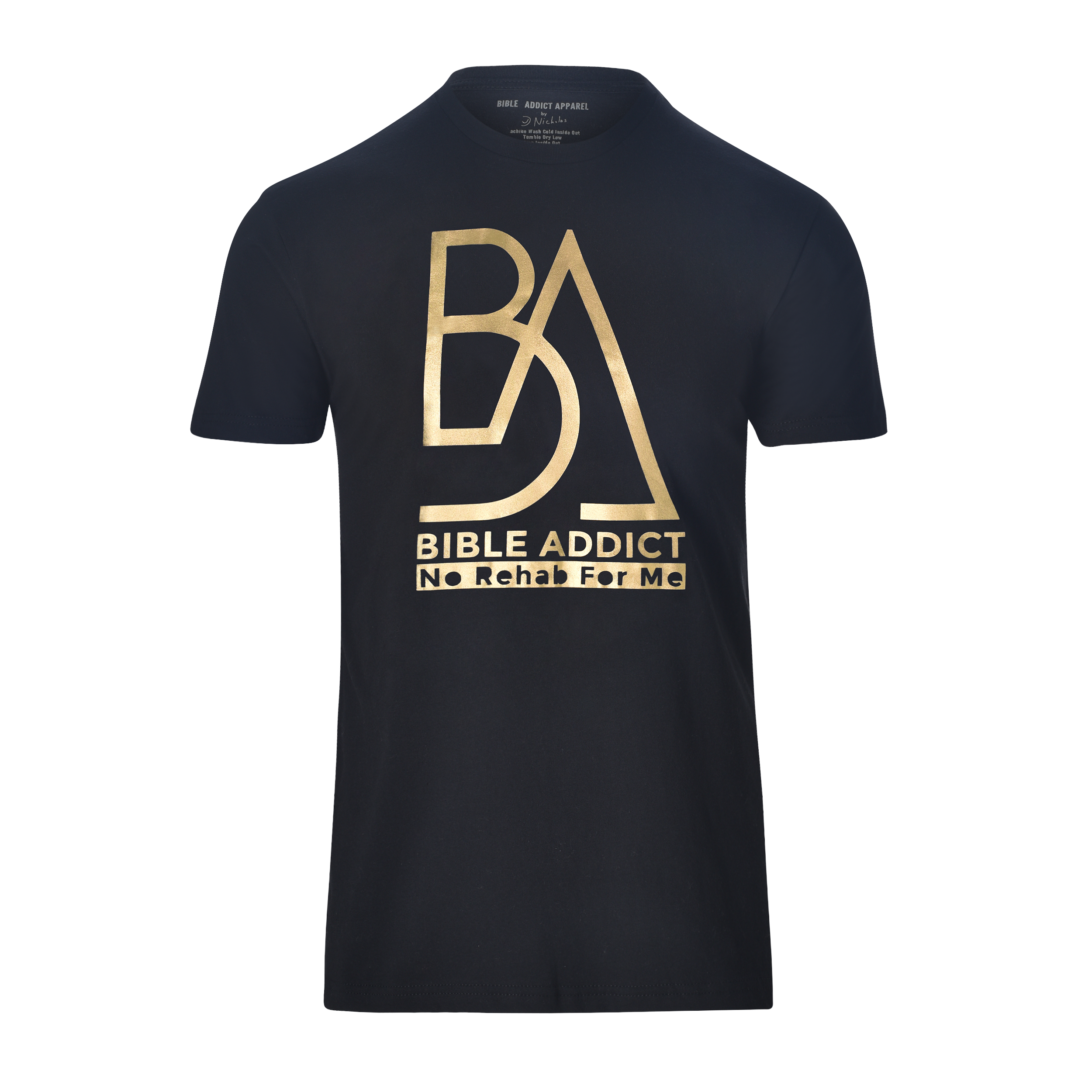 BLACK CREW NECK WITH GOLD BA VINYL PRINT STARTING AT $21.99