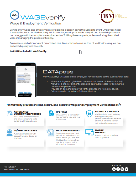 WAGEverify product education flyer