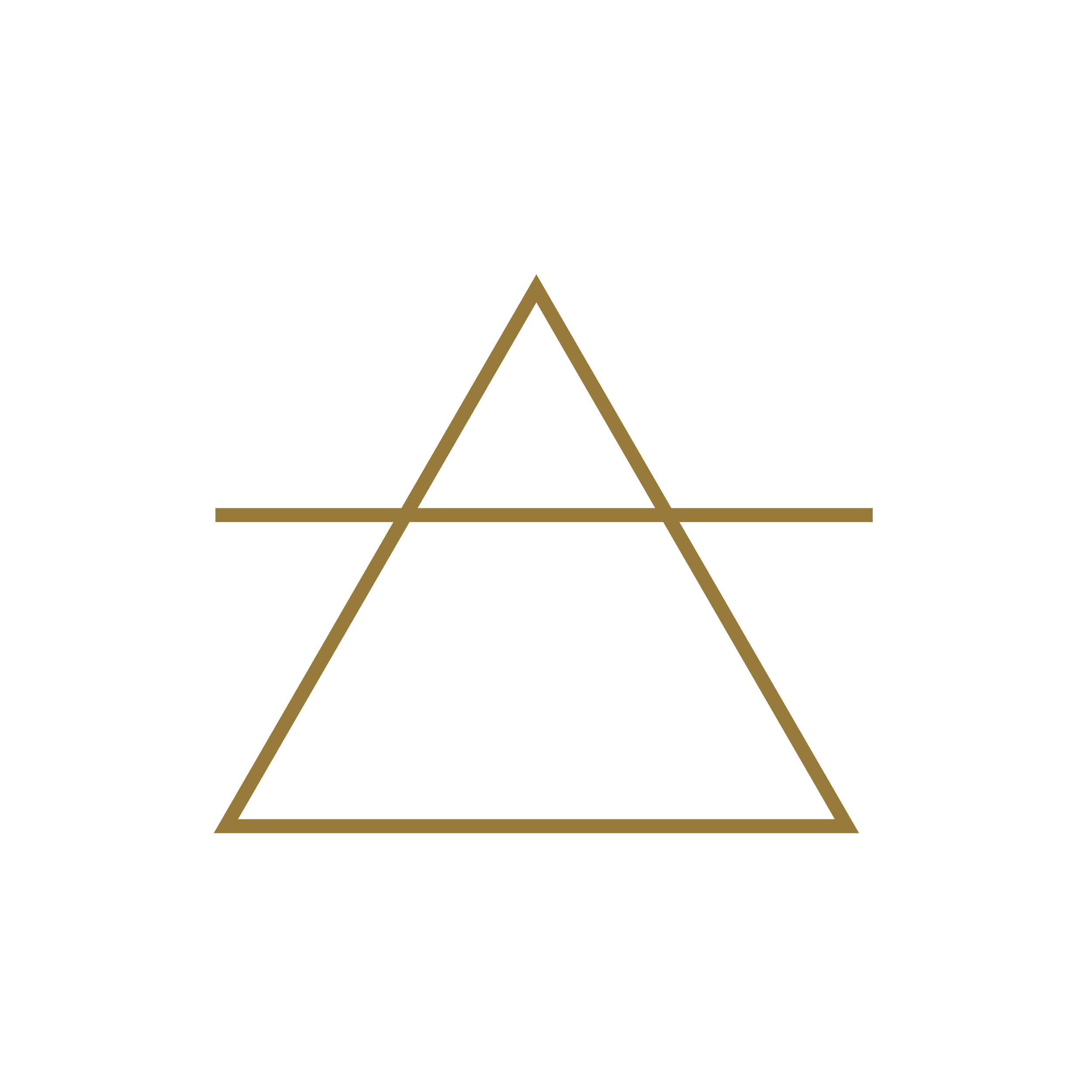 Black background with a gold outlined tent icon in the center.