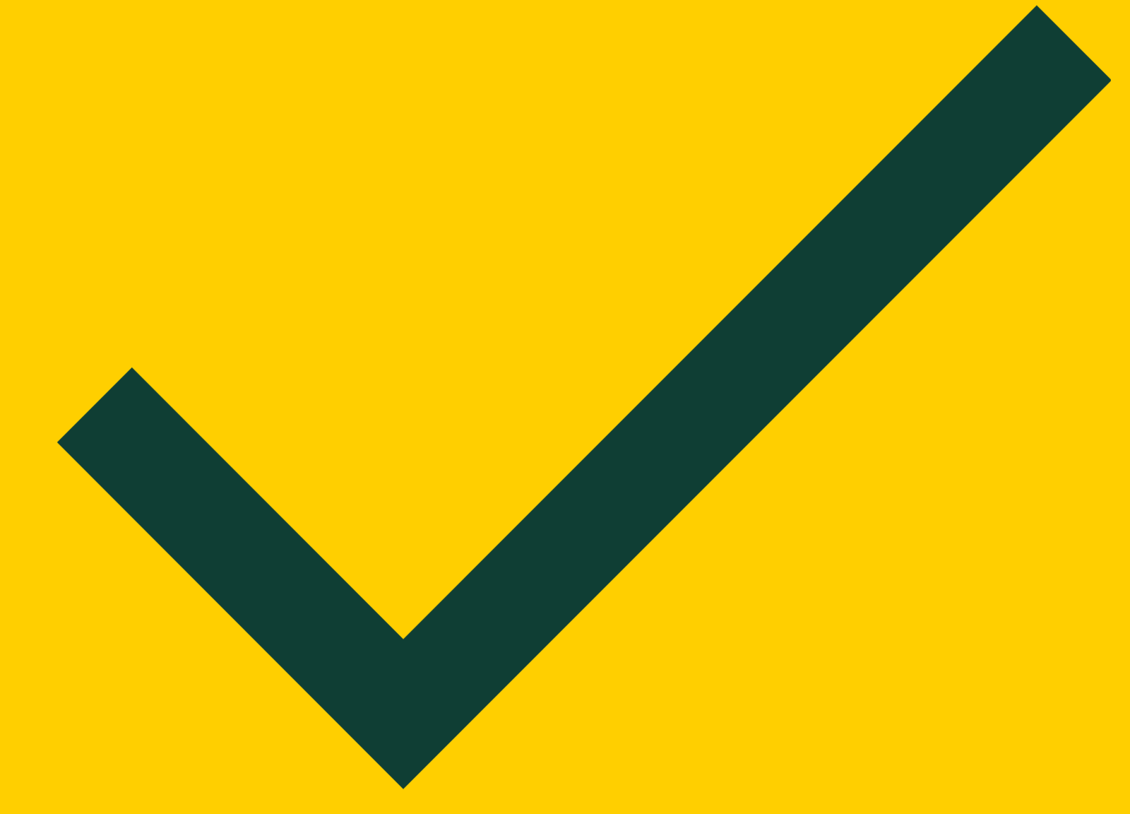 Yellow background with a large green check mark.