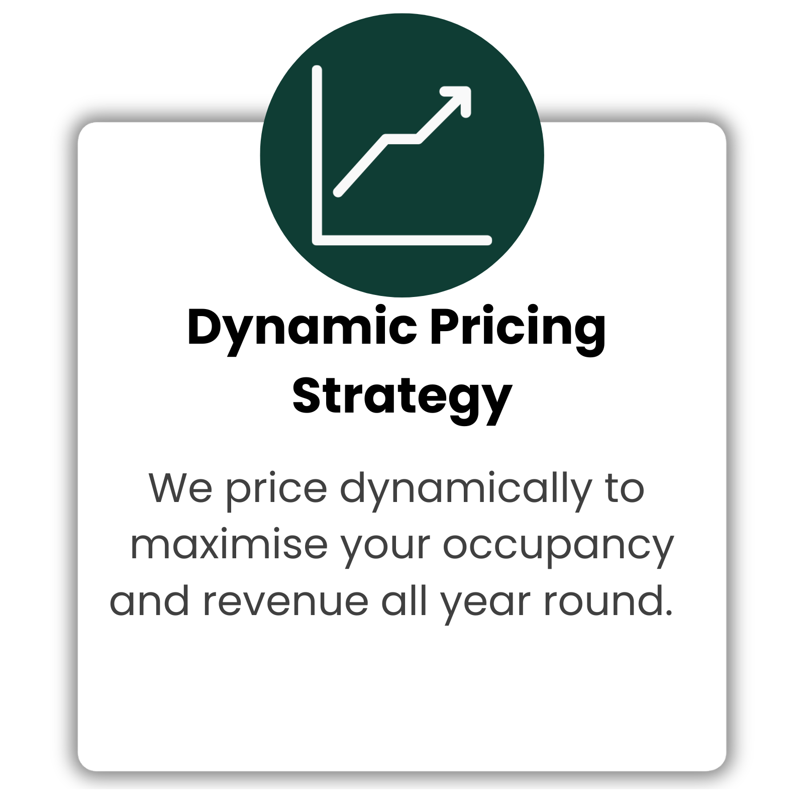 Icon of a graph with an upward trend, above the text 'Dynamic Pricing Strategy'.