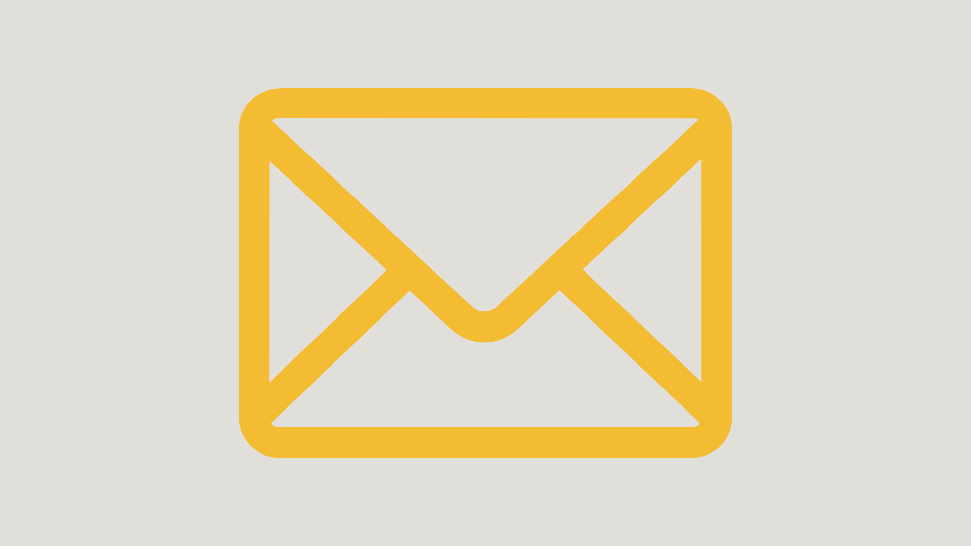 Yellow outline of an envelope icon on a light gray background.