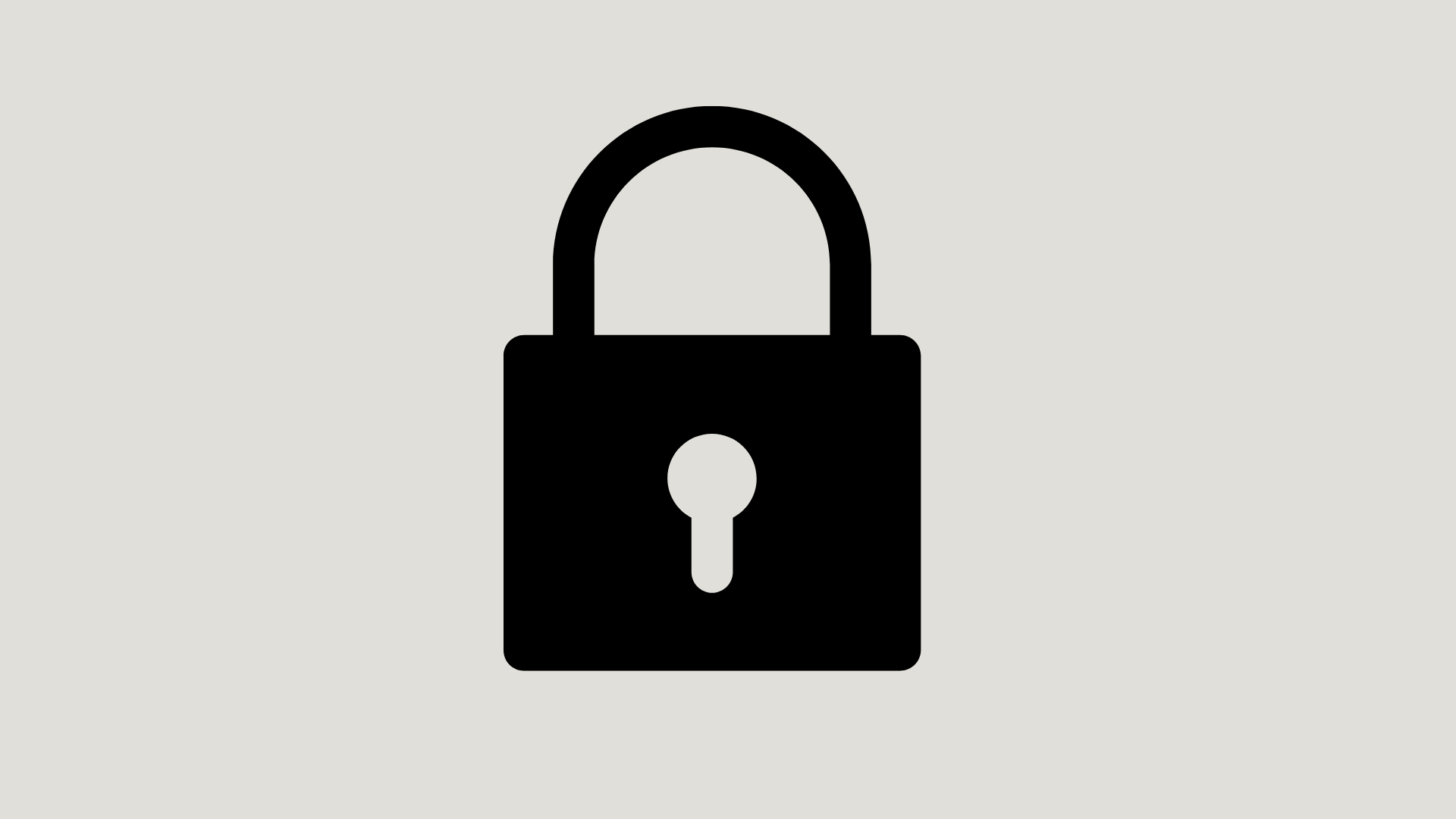 Black padlock icon on a light gray background.