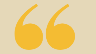 Golden quotation marks on a beige background.