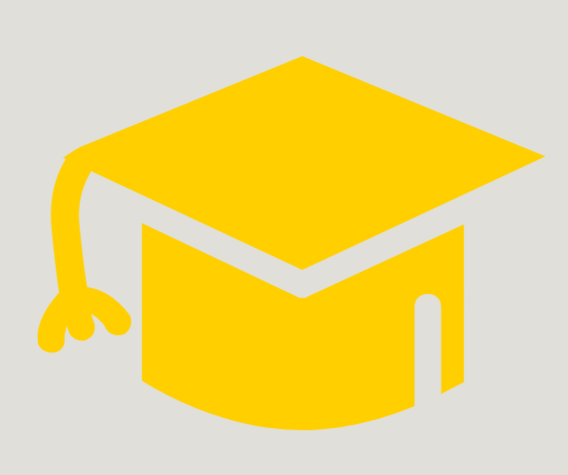 Simplified illustration of a yellow graduation cap
