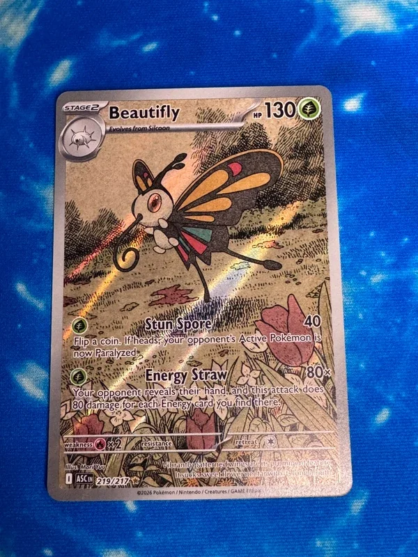 Beautifly Illustration Rare 219/217 Ascendant Heros NM Pokémon