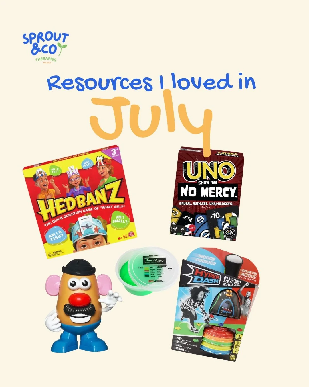 Good therapy resources don&rsquo;t feel like &ldquo;therapy&rdquo;, they feel like play. 

Here&rsquo;s what I reached for most in July: the resources that kept kids engaged and motivated, while still working toward the goals we&rsquo;ve set together