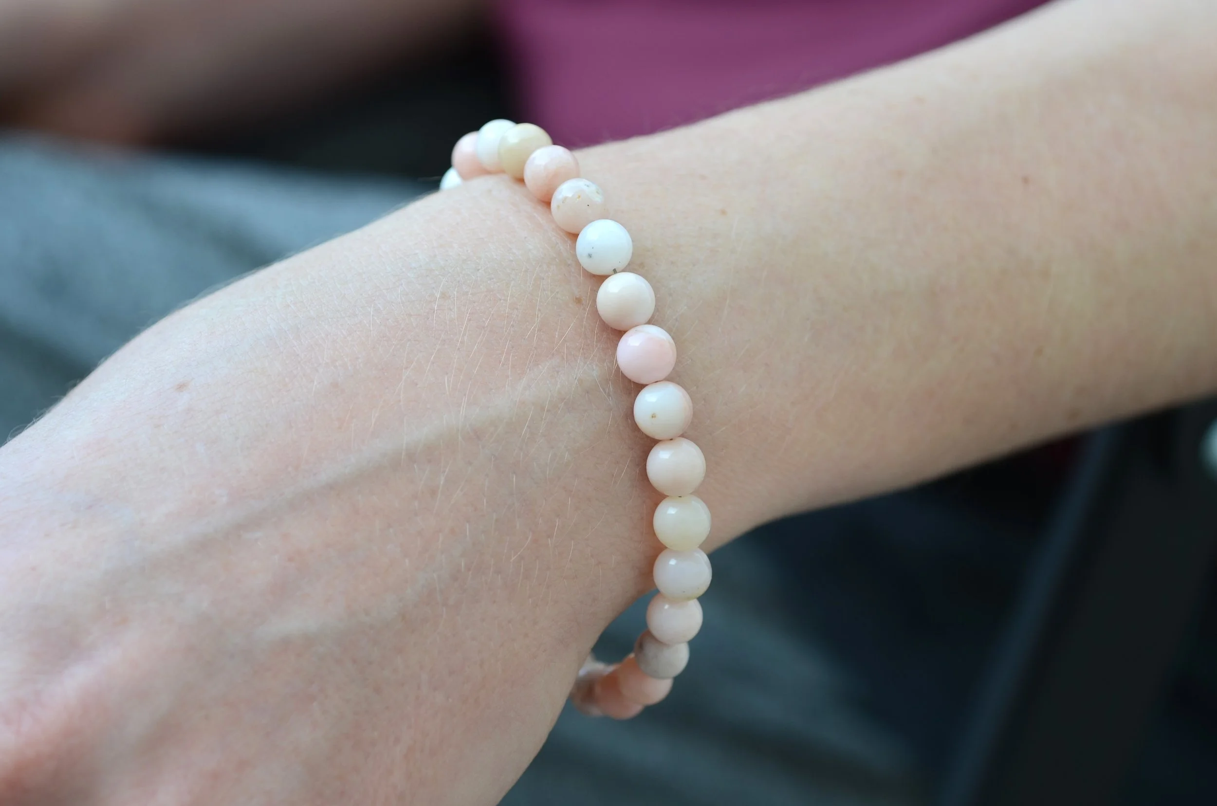 Pink Opal & Sterling Silver Bracelet