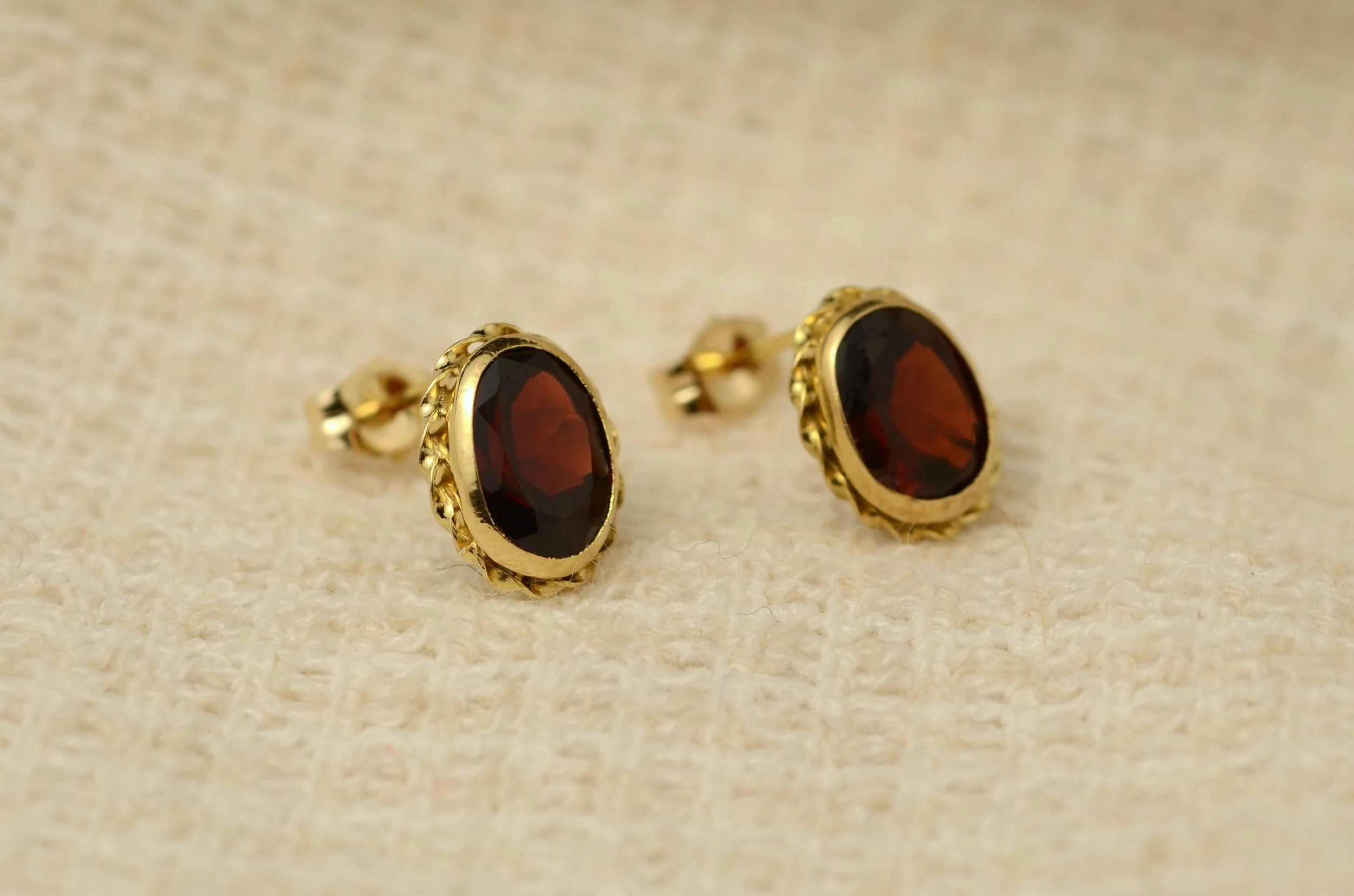Garnet & 14K Yellow Gold Stud Earrings