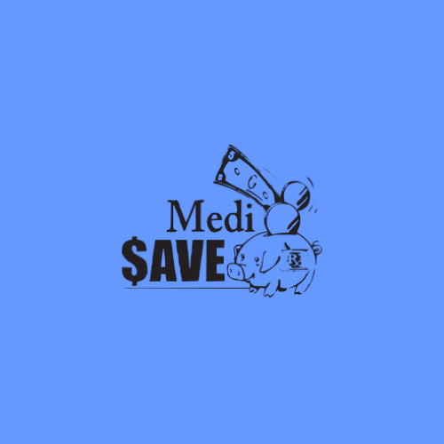 Logo with a piggy bank, dollar bill, and financial savings text that reads 'Medicare SAVE' on a blue background.