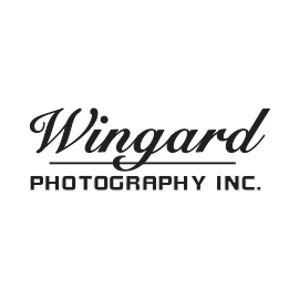 Logo of Wingard Photography Inc. with a black background, featuring the company name in stylized text
