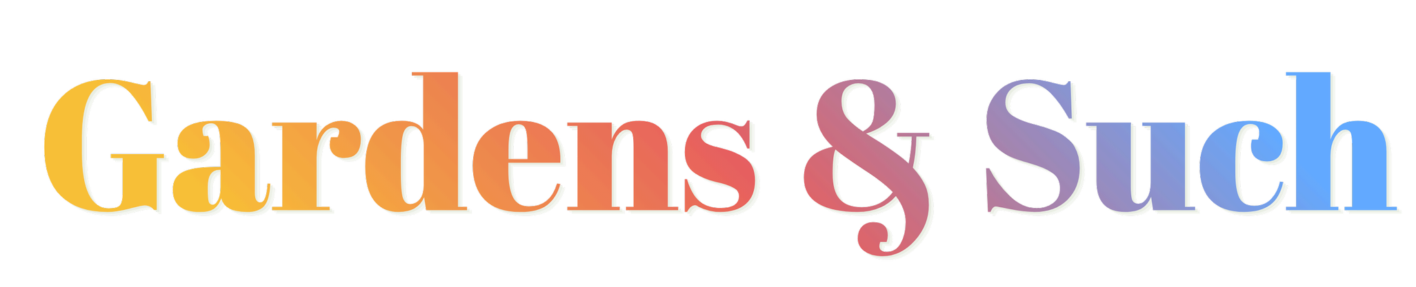 Gardens & Such logo in a spectrum of colors, similar to a rainbow. Symbolizing the autism spectrum and supporting sensory gardens.
