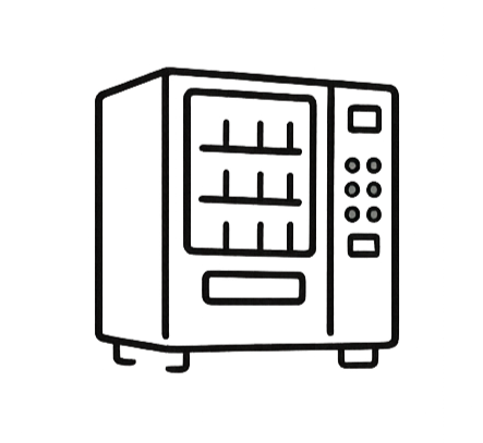 Outline drawing of a countertop oven with a digital control panel and glass door.