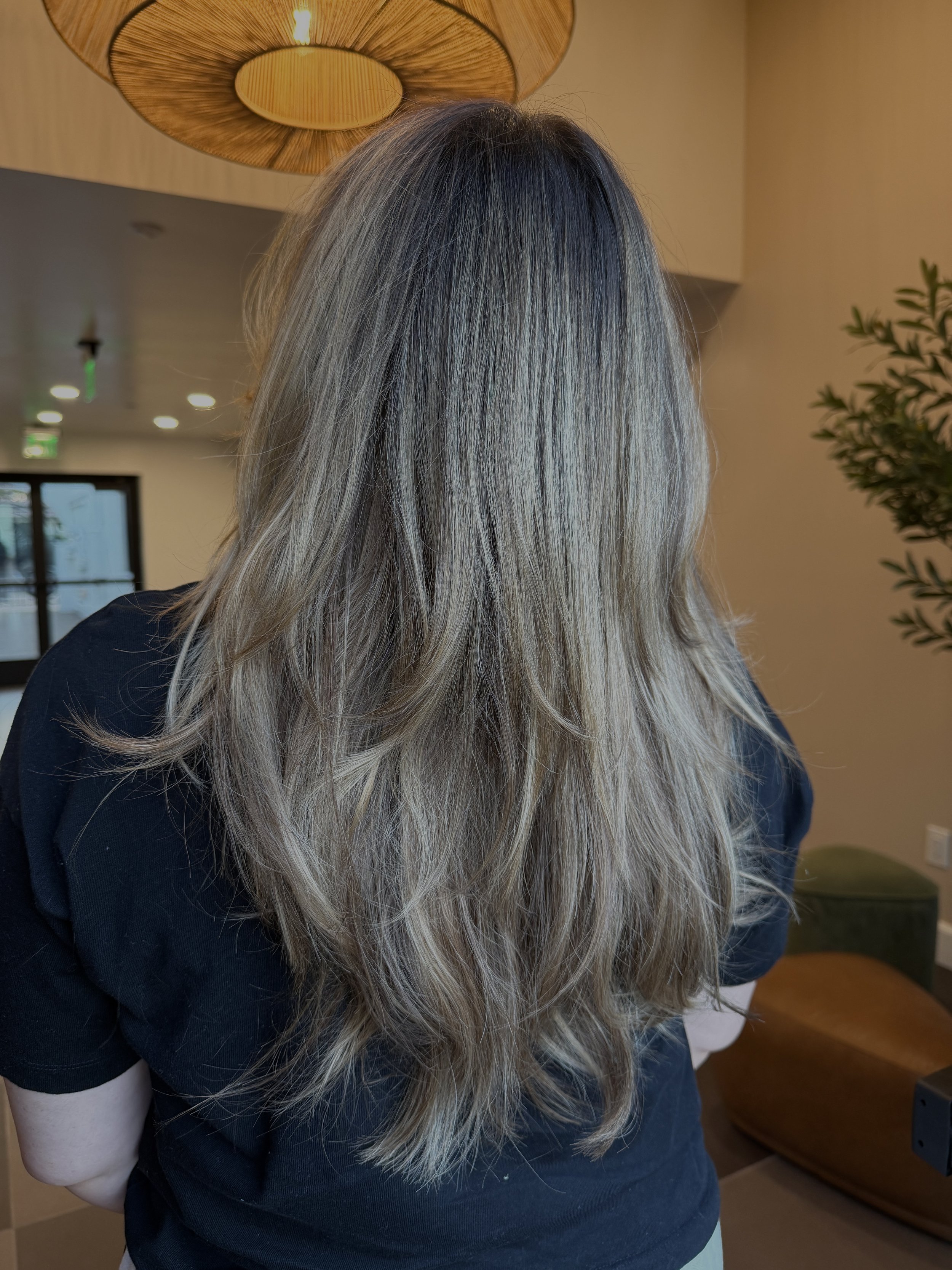 Bronde Balayage with Two Rows of Beaded Weft Extensions