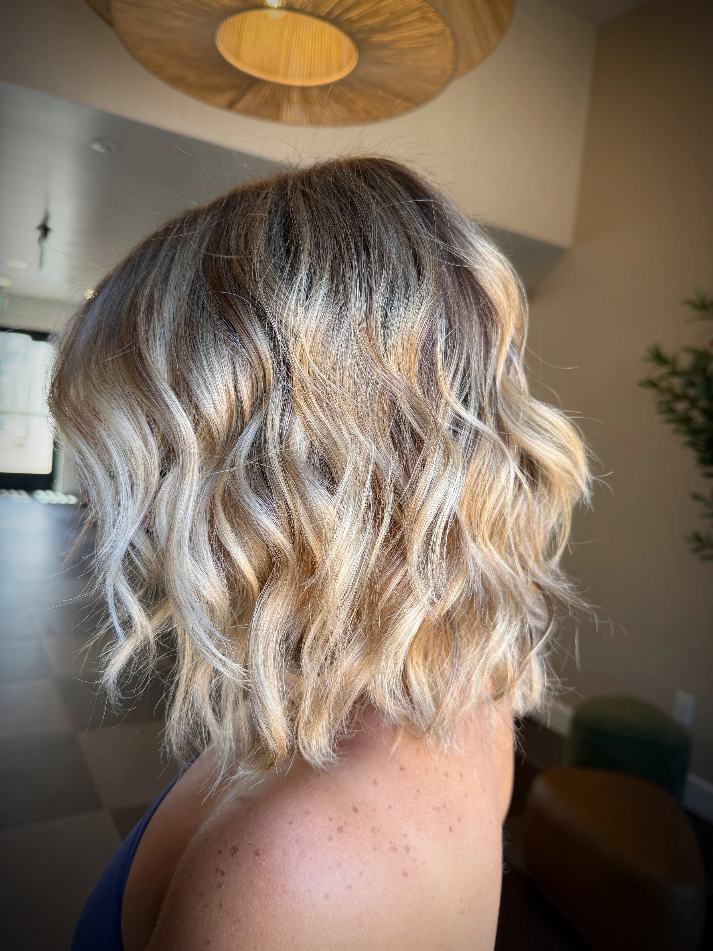 Honey Blonde Balayage and Textured Bob