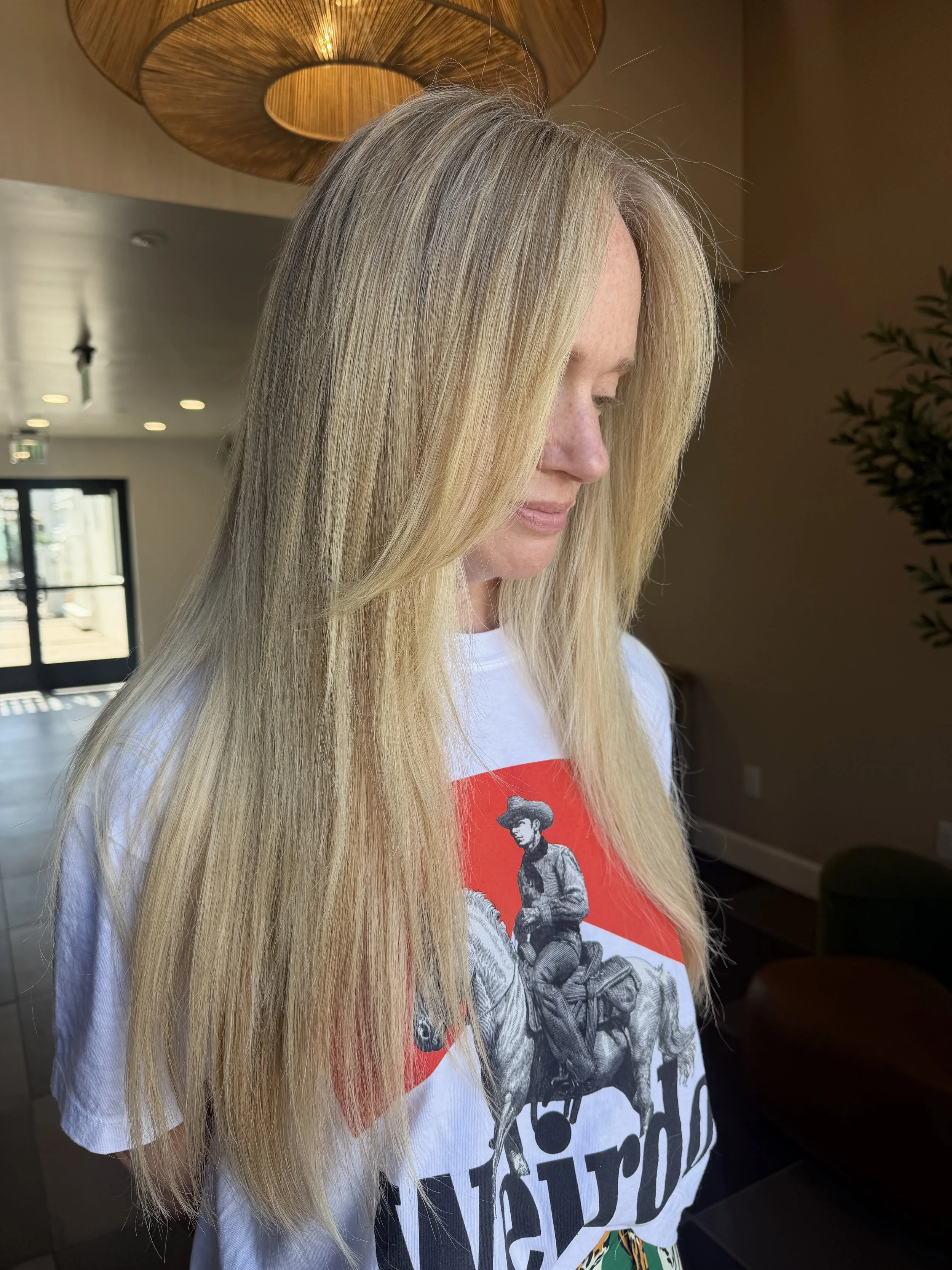 Lived In Blonde Balayage and One Row of Beaded Weft Extensions for Volume 