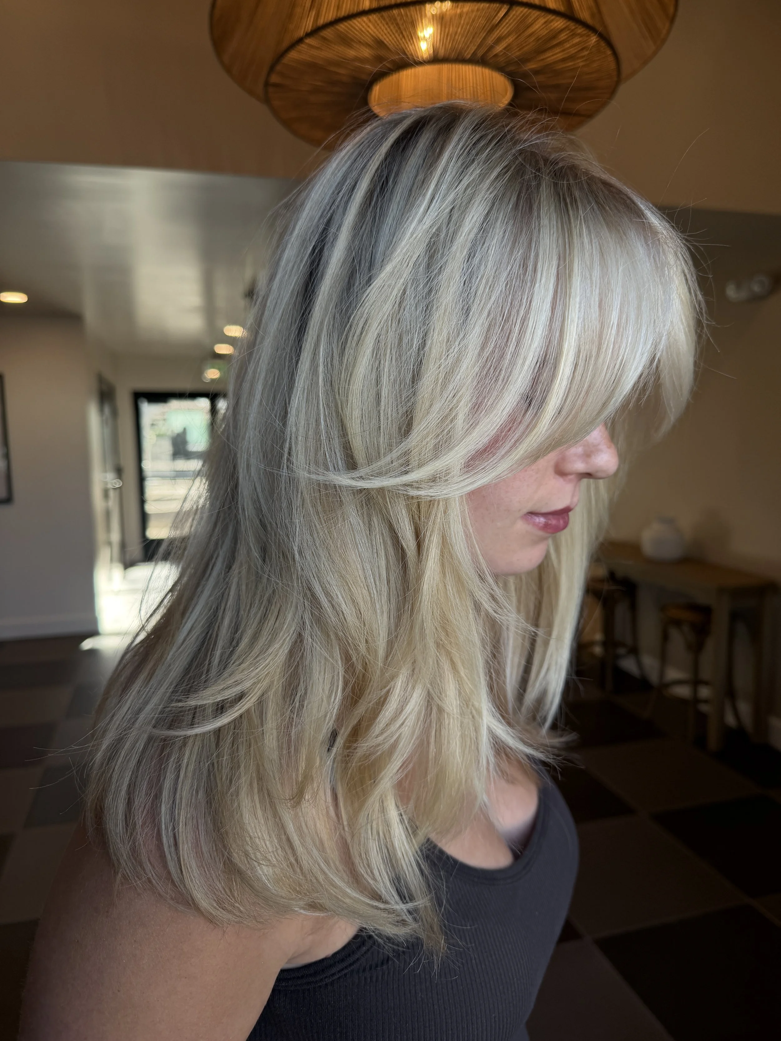 Dimensional Blonde Balayage and Face Framing Highlights
