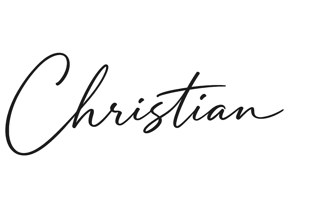 A black handwritten-style text logo says 'Christian' with decorative flourishes on a transparent background.