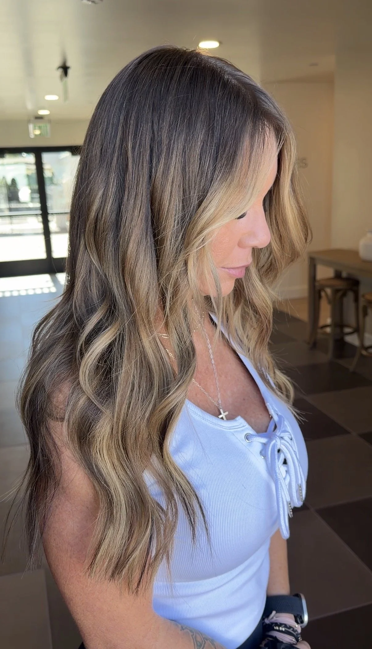 Brunette Balayage and Full Head of K-Tip Extensions