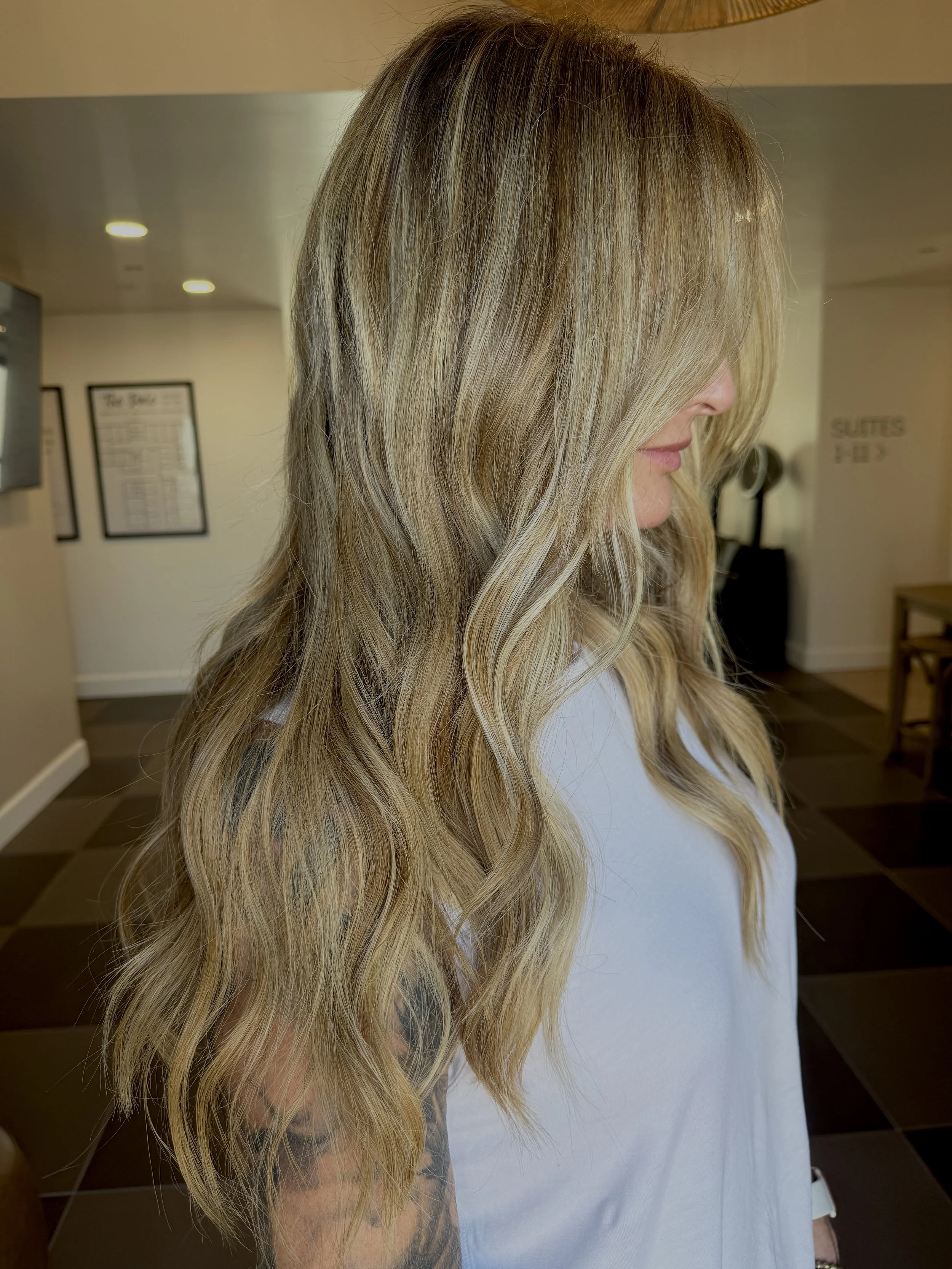 Bronde Balayage and Two Row of Extensions and K-Tips for Density 