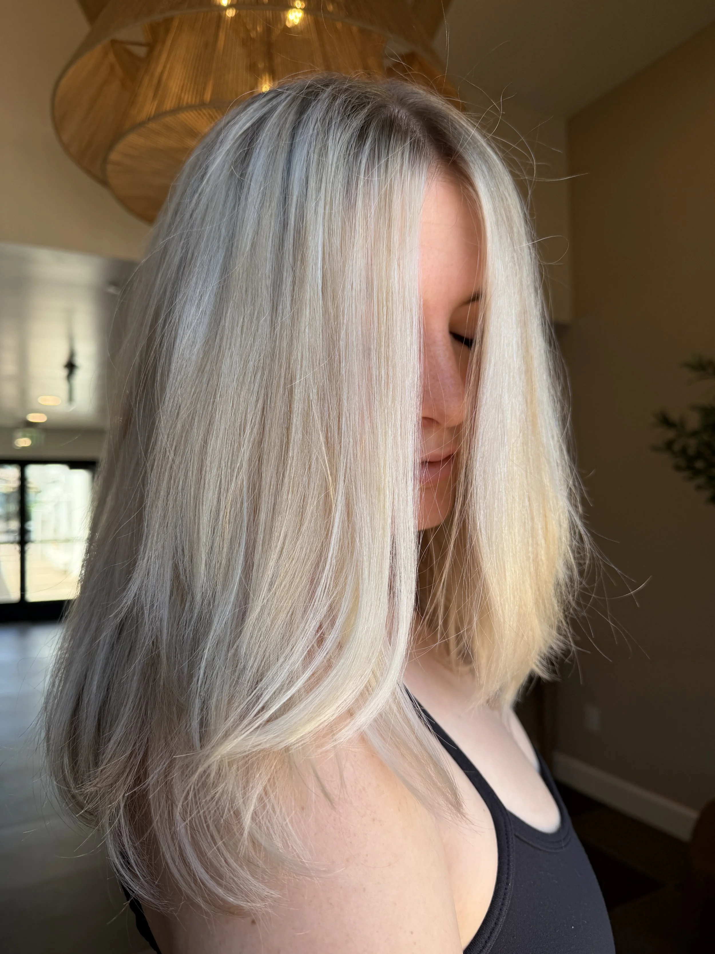Bright Blonde Money Peice and Icy Blonde Highlights